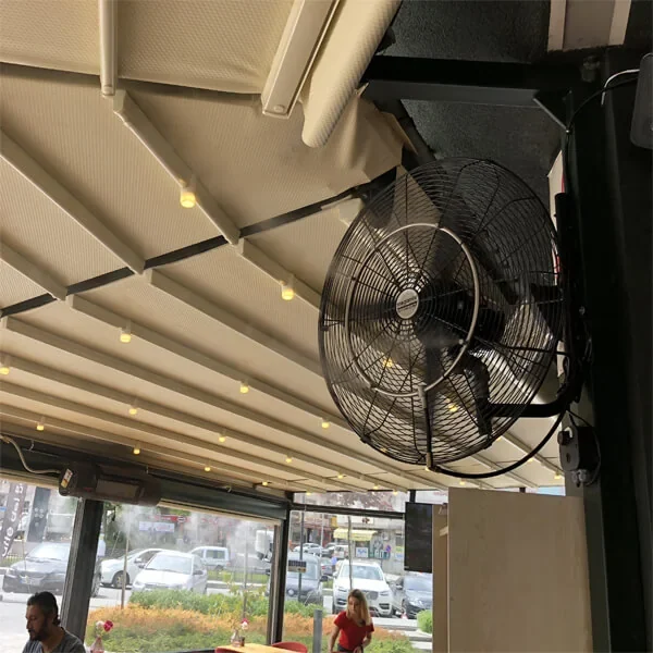 Cafe soğutma sistemi teras buharlı vantilatör uygulaması